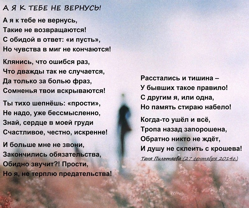 А я не вернусь к тебе! - Я не вернусь к тебе ты слышишь?